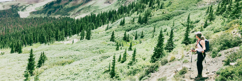 This image of Kristy hiking is used to illustrate overcoming perfectionism.   